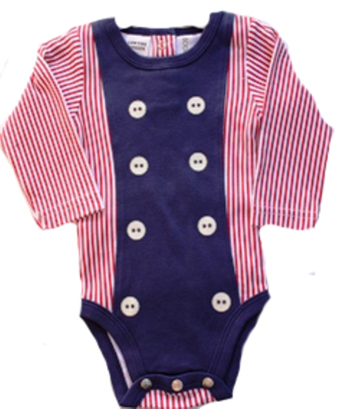 Sooki Baby Navy/Red L/S Snapsuit